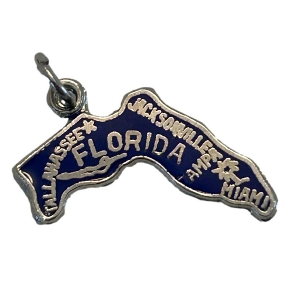 Florida Sterling Charm Only Palm Tree Cities Travel Charm Silver And Blue State